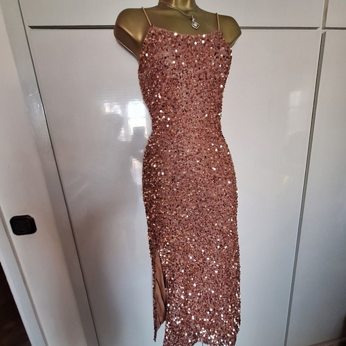 Rose gold sequin dress size medium new