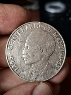 Silver coin of Cuba used, large