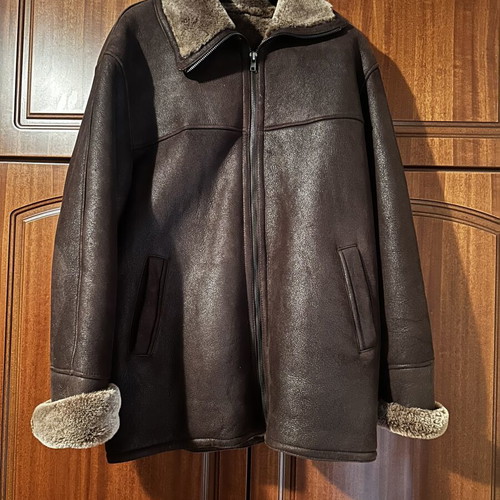 Mouton leather jacket like new, men's 4XL, brown