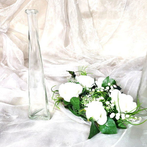 Tall glass vases wedding/baptism decoration set like new