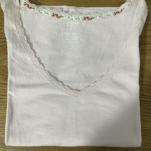 Jolinesse pajama set with floral print, pink, size S