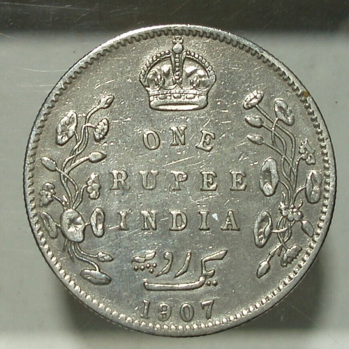 British India 1 Rupee coin set used, 3 pieces 1907-1940