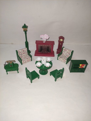 Sylvanian Families vintage green furniture 1985 like new set