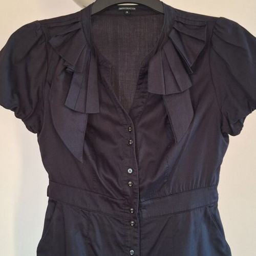 Marks & Spencer Black Mini Shirt Dress with Puff Sleeves like new