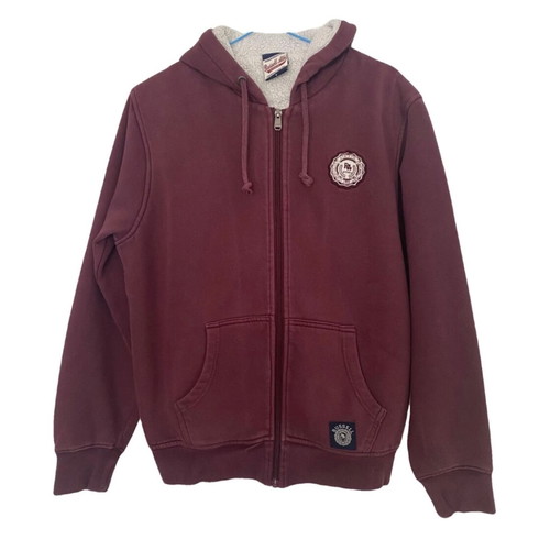 Russell Athletic kids hoodie sweatshirt used, burgundy with zipper