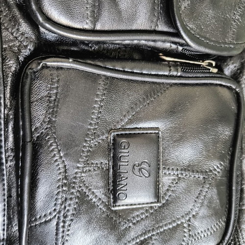 Travel bag like new, black, synthetic leather with extra strap