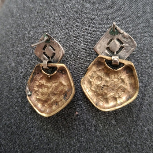 Vintage earrings used with 925 silver and gold-plated bronze