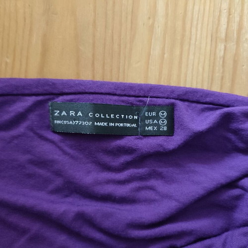 Zara purple strapless top with rhinestone bow like new