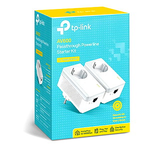 TP-LINK TL-PA4010P KIT v4 Powerline Διπλό για Ενσύρματη Σύνδεση με Passthrough Πρίζα και Θύρα Ethernet