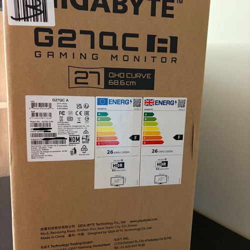 Gigabyte G27QC A 27" QHD VA Curved Gaming Monitor new