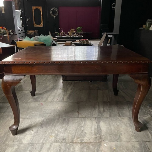 Wooden antique carved dining table with lion legs used