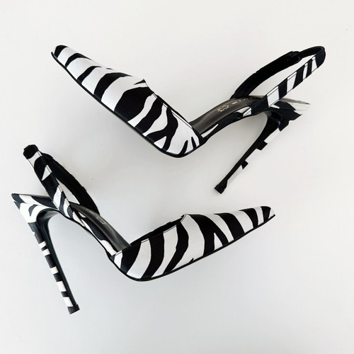 Envie Shoes Satin Zebra Pumps New Size 40 Black White