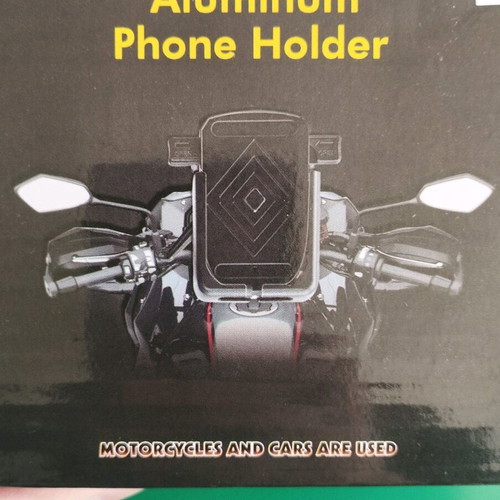Metal phone holder for motorcycles like new, screws on mirror