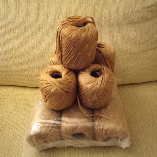 Cotton Raffia Yarn for Bag Knitting, New, Pack of 11 Brown with White Spots