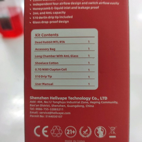Dead Rabbit MTL RTA Hellvape used, blue steel