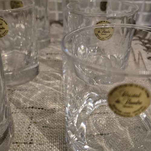 Cristal de Flandre French crystal whiskey glasses 24% Pbo set of 6
