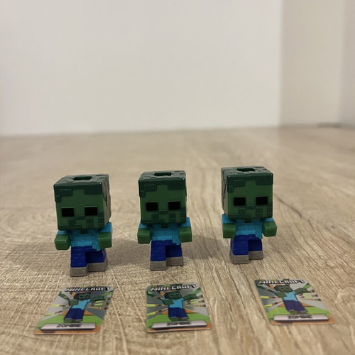 Minecraft Zombie Figures set of 3 like new with collectible cards