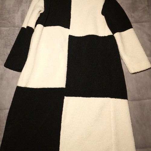 Glamorous long boucle coat size 36 like new, beige and black