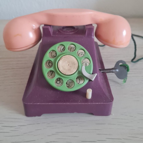 Vintage Soviet mechanical toy phone 1962 used with original box