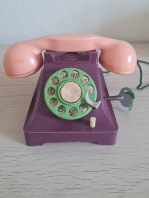 Vintage Soviet mechanical toy phone 1962 used with original box
