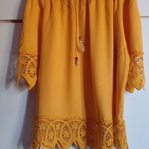 Viscose boho shirt one size like new, yellow