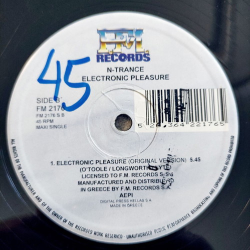 N-Trance Electronic Pleasure 12'' Vinyl Maxi Single used, electronic