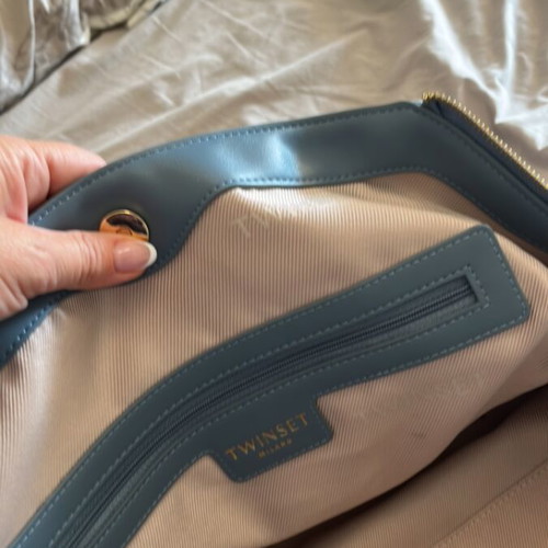 Twinset handbag like new, denim fabric with leather handle