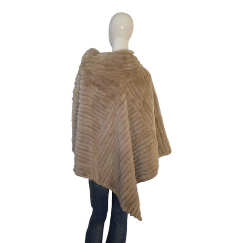 Armani Collezioni Rabbit Fur Poncho Cape Taupe Beige IT 44 US 8