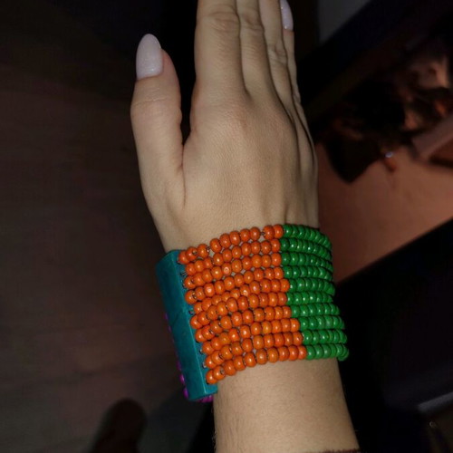 Wooden boho bracelet used, multicolored