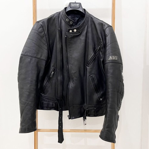 Motorcycle jacket made of calf leather used, size S, black