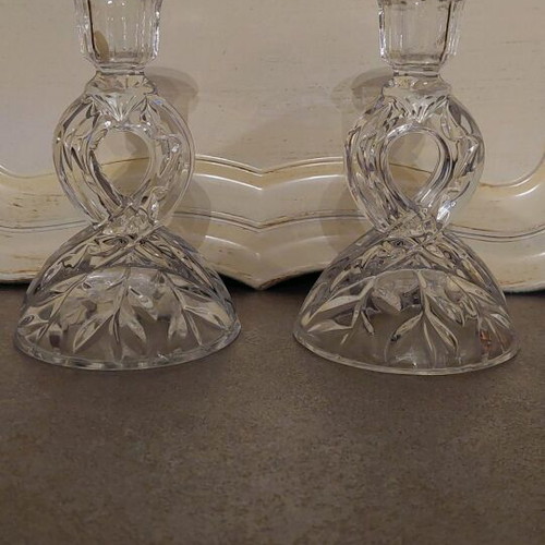 Crystal candlesticks like new, set of 2, 15 cm height