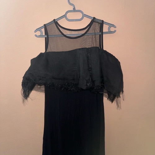 Dress new black with tulle and satin, size S