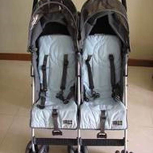 Maclaren Twin Traveller twin stroller used, navy blue
