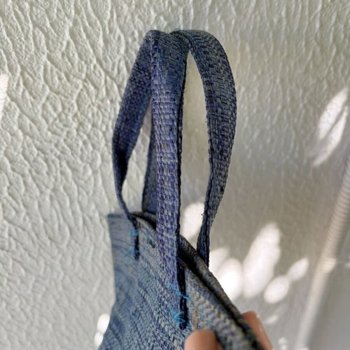 Mini straw handbag used, blue