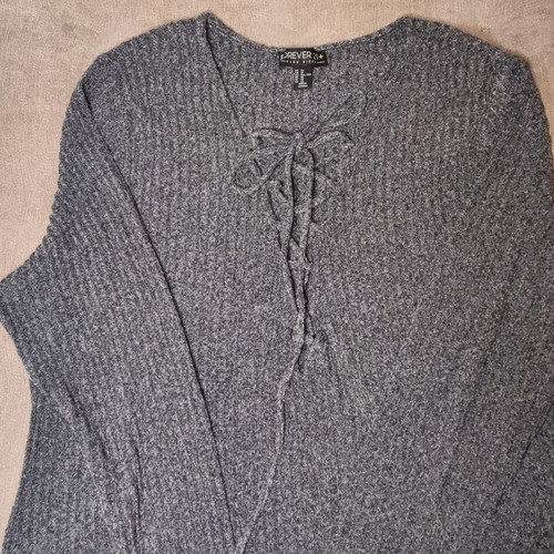 Forever 21+ knitted sweater with lace-up detail, like new, plus size