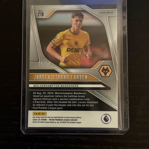 Jorgen Strand Larsen Panini Prizm Gold Pulsar 10/10 card new