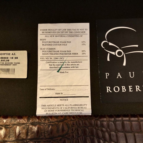 Paul Robert armchair leather and solid wood like new with velvet cushion