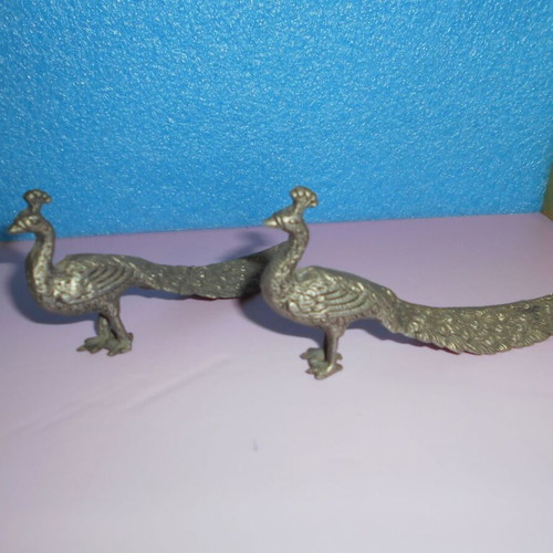 Metal peacocks used, set of 2, length 12 cm and height 6 cm