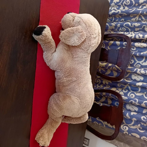 Large plush dog like new, soft beige 70x30 cm