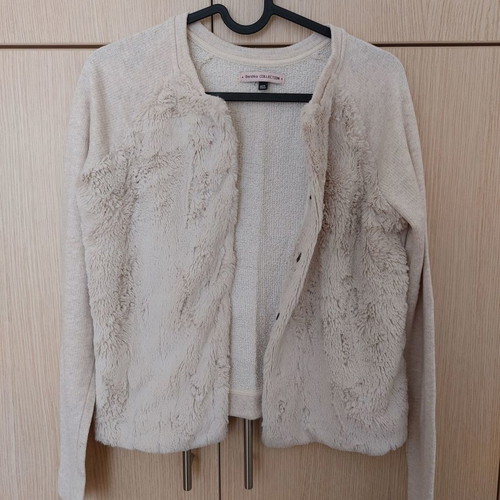 Bershka fur cardigan like new, white, size M