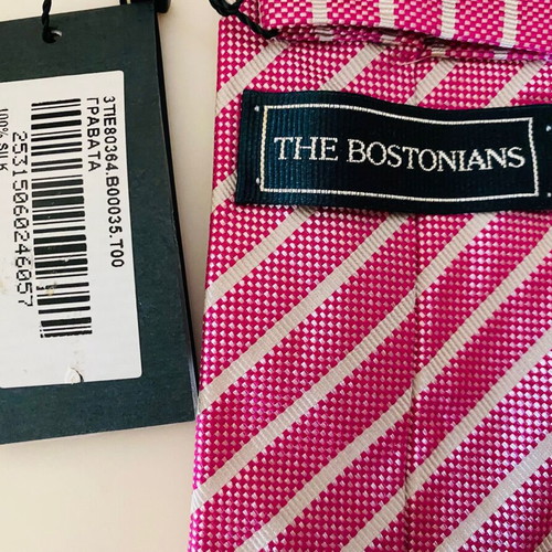 The Bostonians Silk Tie new, gray and pink