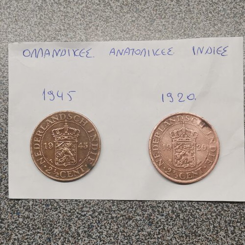 Dutch East Indies Coins 1920 and 1945 used