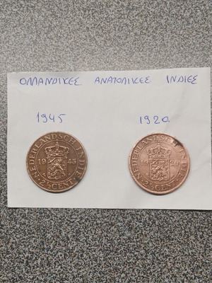 Νόμισμα Ολλανδικές Ανατολικές Ινδίες 1920 και 1945 μεταχειρισμένο