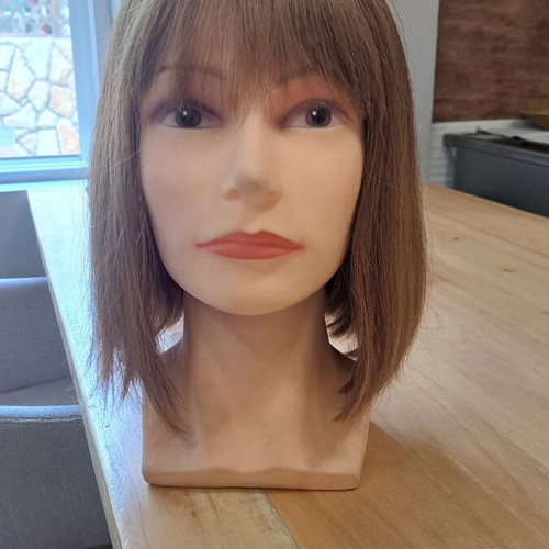 Wig 100% natural hair, long bob, light brown, new