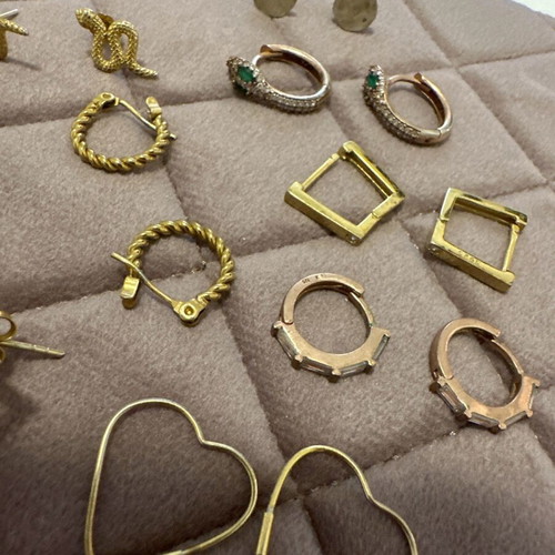 Earrings used, pack of 10 pairs silver and steel in gold, silver, or rose