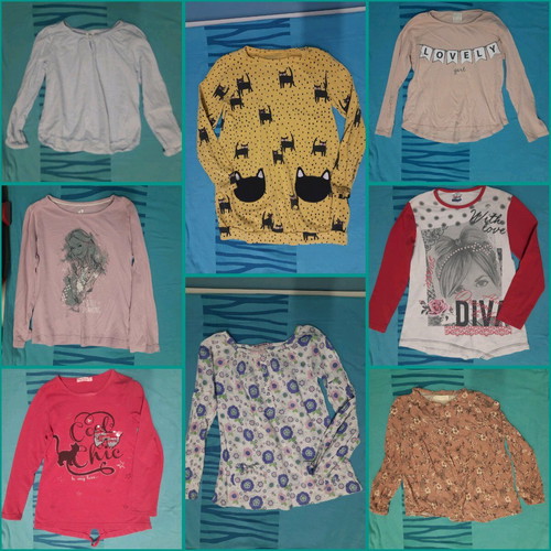 Pack of 8 used thin blouses and shirts for girls colorful