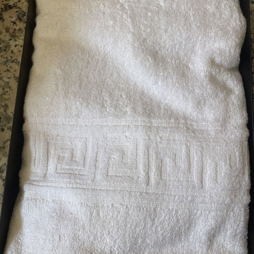White cotton bathrobe towel, new