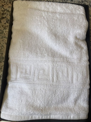 White cotton bathrobe towel, new