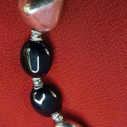 Handmade Silver 925 Bracelet with Black Onyx 19 cm like new