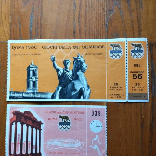 Rome 1960 Olympic Games tickets used, set of 2